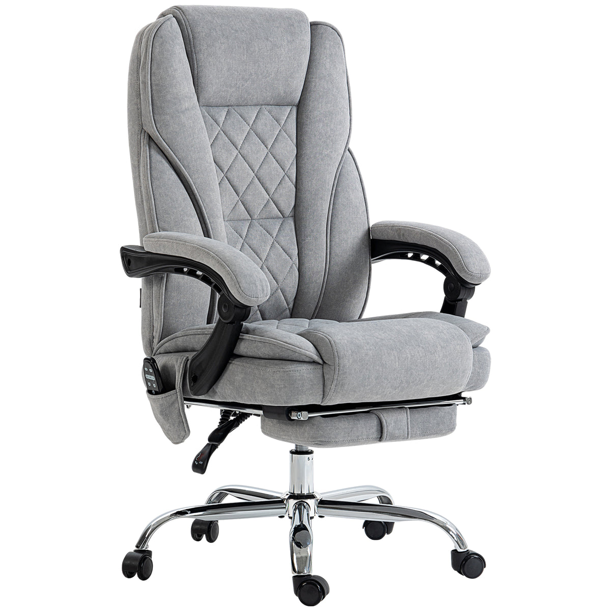Fauteuil de bureau massant et chauffant hauteur réglable dossier inclinable télécommande repose-pieds rétractable gris-0