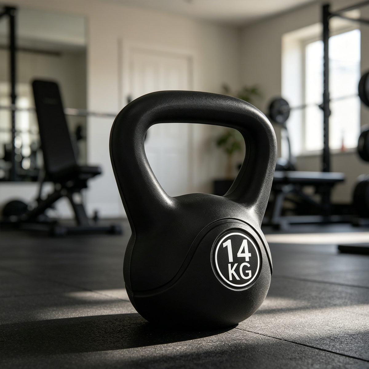 Kettlebell 14 kg, haltère avec poignée ergonomique, haltère à boule, musculation, entraînement, 27 x 21 x 31 cm noir-1