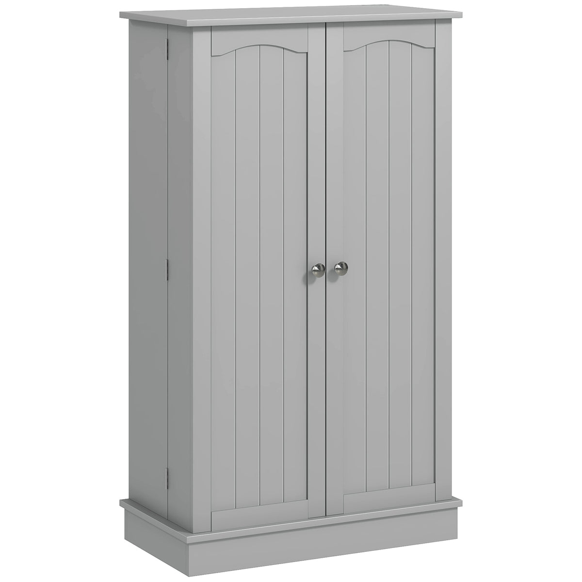 Armoire meuble de cuisine garde-manger 2 portes avec 5 étagères et 12 porte-épices - 60 x 30 x 104 cm - gris-0