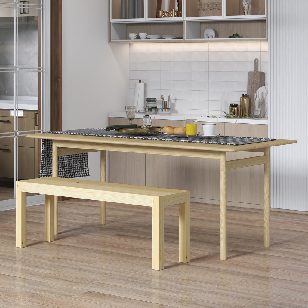 Banc de cuisine en bois massif 2 places, banc de salle à manger, charge 240 Kg, 120 x 33 x 45 cm, bois naturel-9
