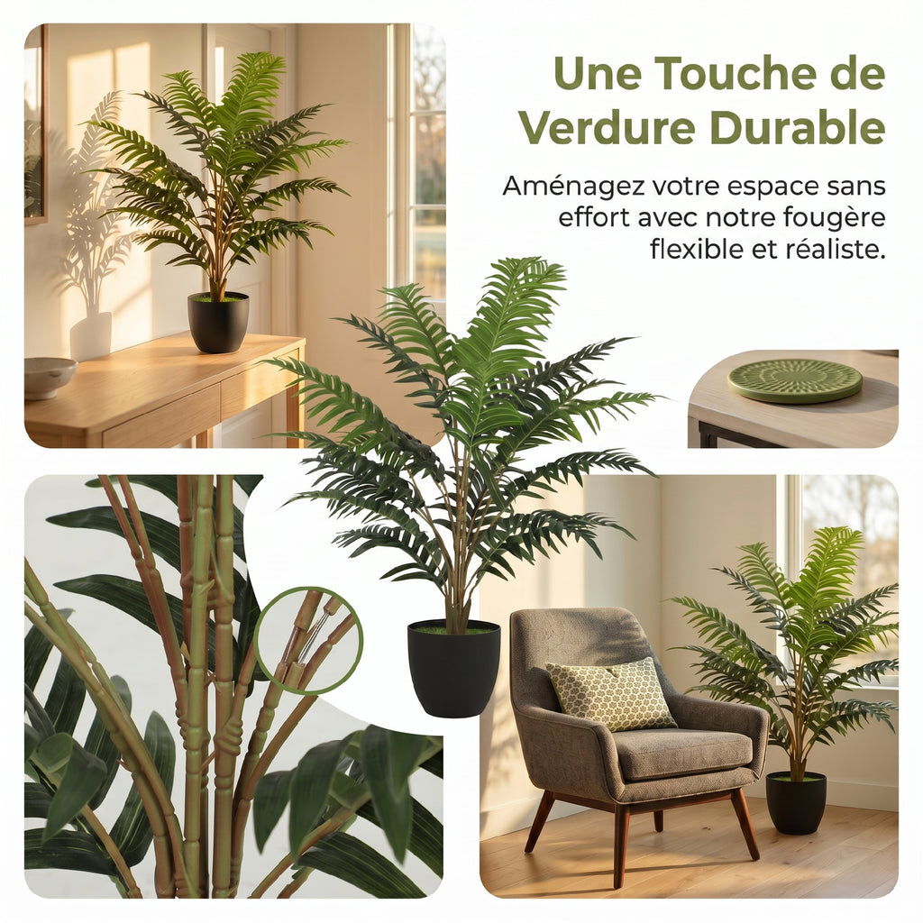 Plante artificielle intérieure 90 cm fougère arbre artificiel en pot avec branches flexibles, intérieure et extérieure-4