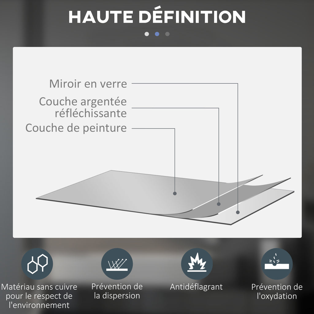Miroir rond lumineux LED de salle de bain Ø 70 cm mural avec éclairage interrupteur tactile système antibuée  35 W gris-7