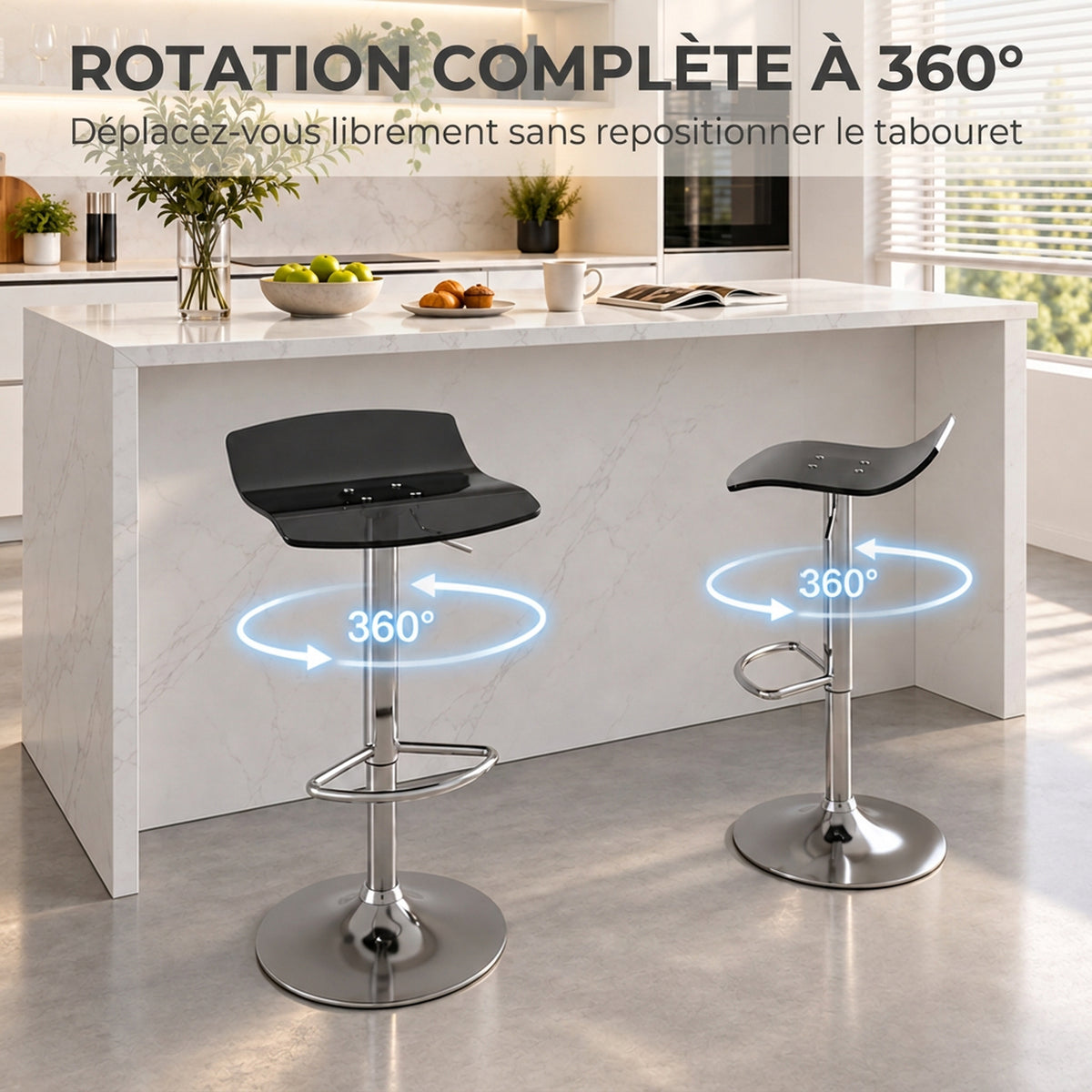 Lot de 2 tabourets de bar design contemporain pivotant 360° hauteur réglable avec repose-pieds 39x39x67-87cm noir-4
