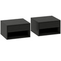 Lot de 2 tables de chevet murales, tables de nuit, tiroir, compartiment ouvert, plateau, 37 x 32 x 21 cm, noir-0