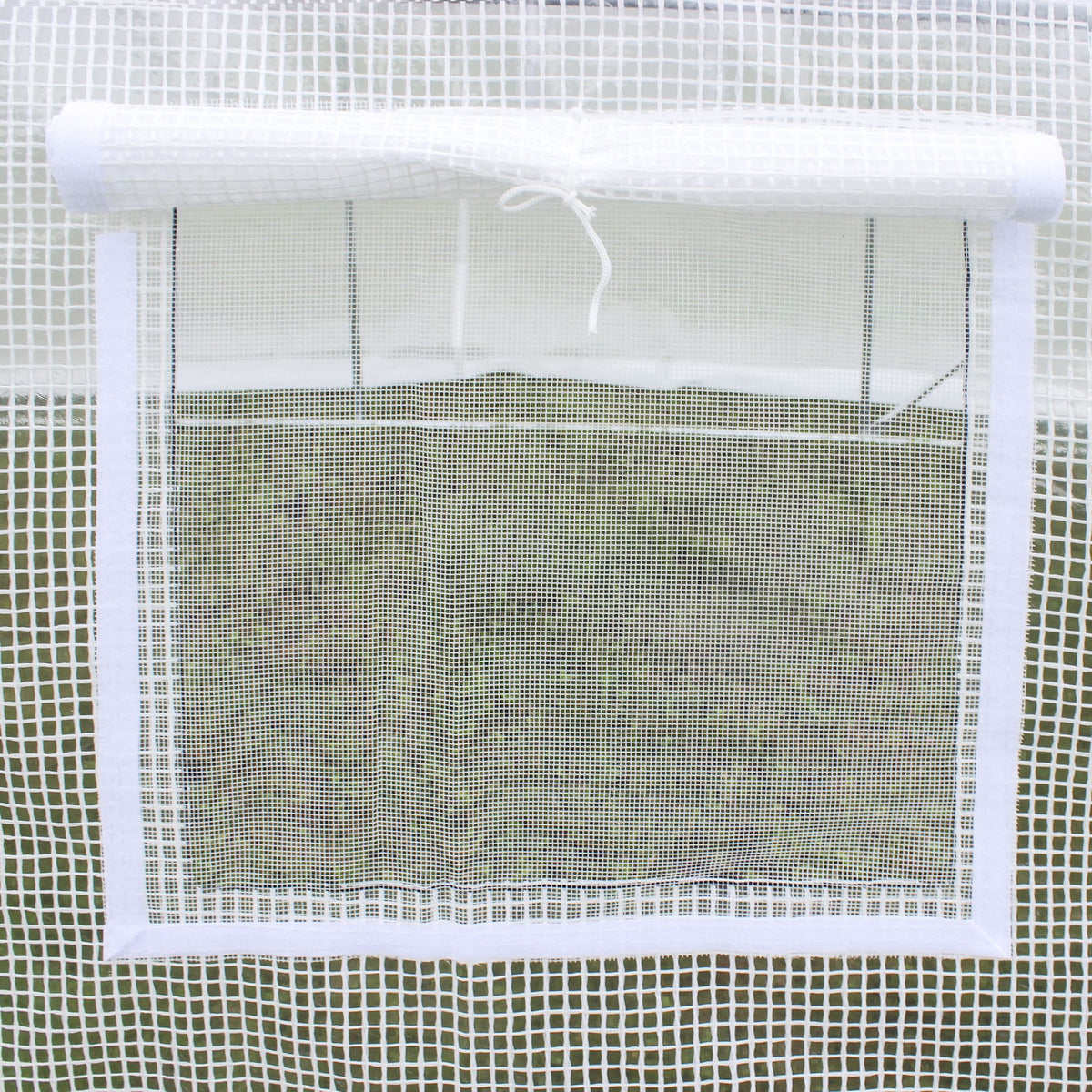 Bâche de Rechange Serre Tunnel 6 m², bâche PE Anti-UV imperméable 6 fenêtres + Porte Enroulable zippée Blanc-6