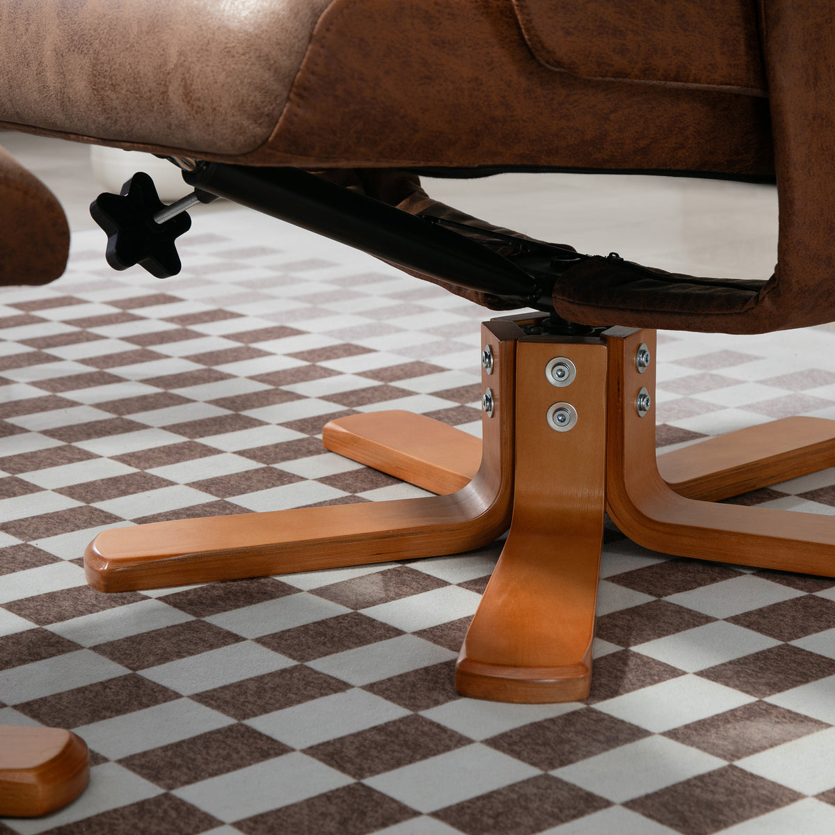 Fauteuil relax inclinable 135° pivotant 360° avec repose-pieds revêtement microfibre marron-4