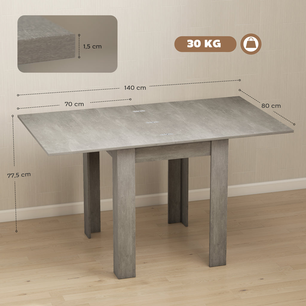 Table à manger extensible rectangle pour 4 à 6 personnes, table de cuisine 70-140 cm, patins en feutre, gris-2