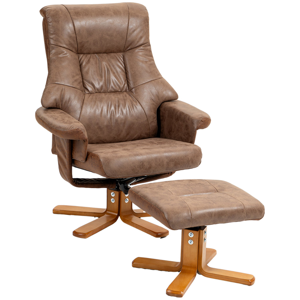 Fauteuil relax inclinable 135° pivotant 360° avec repose-pieds revêtement microfibre marron-7