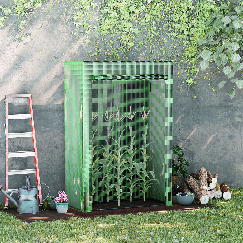 Serre de jardin, serre de balcon, bâche renforcée PE, châssis en acier, porte zippée enroulable, pour légumes plantes fleurs en toutes saisons intérieur et extérieur, 100 x 50 x 150 cm vert-9