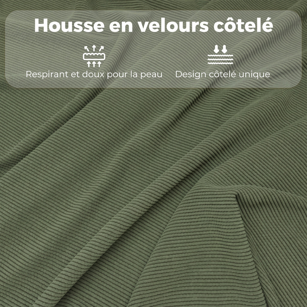 Lot de 2 chaises pliantes chaises de salle à manger portables avec assises et dossiers rembourrés en velours côtelé vert-6