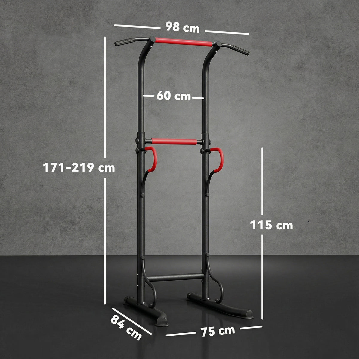 Station de musculation multifonctions barre de traction chaise romaine hauteur réglable acier noir rouge-2
