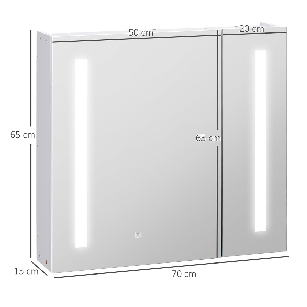 Armoire murale miroir lumineux LED salle de bain 2 portes avec 3 niveaux 70 x 15 x 65 cm blanc-2