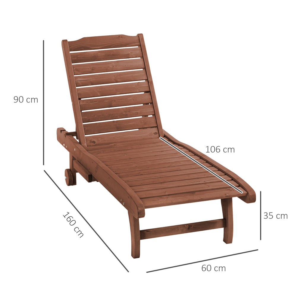 Bain de Soleil transat Style Colonial Dossier réglable 3 Positions roulettes Tablette Support Bois Sapin-2