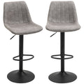 Lot de 2 tabourets de bar style vintage hauteur réglable pivotant avec repose-pied gris-0