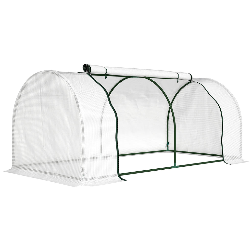 Serre de jardin mini serre serre à tomates 2 x 1 x 0,8 m porte zippée bâche PE acier blanc-0
