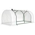 Serre de jardin mini serre serre à tomates 2 x 1 x 0,8 m porte zippée bâche PE acier blanc-0