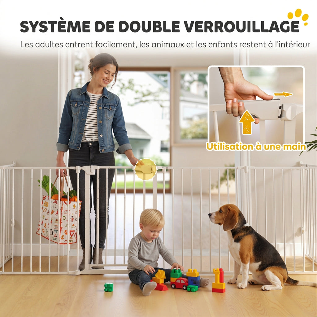 Barrière de sécurité en métal parc enclos pliable et modulable pour chien et enfant 10 panneaux 61 x 75 cm blanc-5