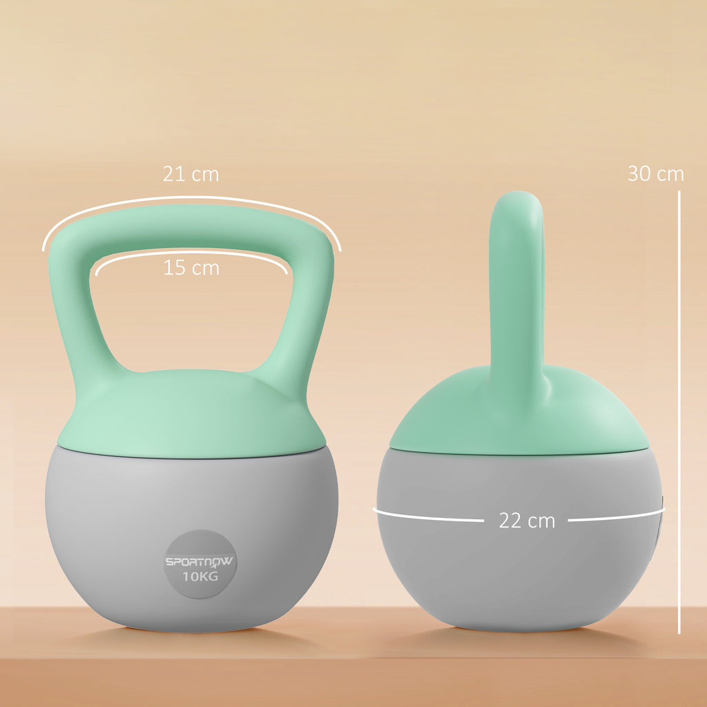 Kettlebell 10kg Haltère avec Poignée Antidérapante pour Fitness Musculation Cardio, Gris et Vert-2