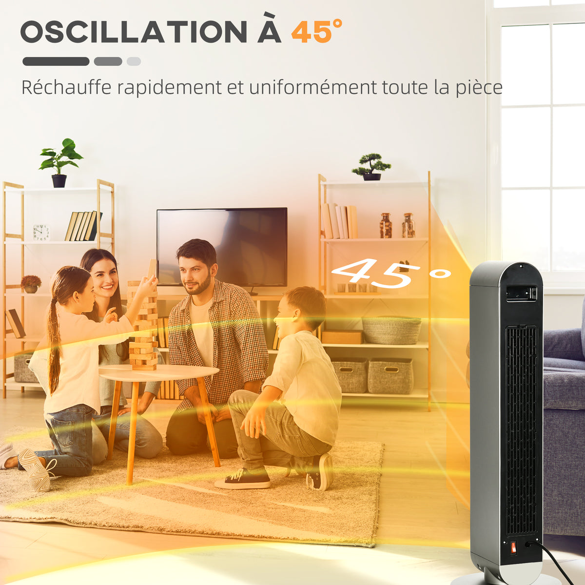 Chauffage soufflant oscillant 1100/2200 W - mini radiateur céramique PTC - télécommande incluse - chauffage d'appoint noir-6