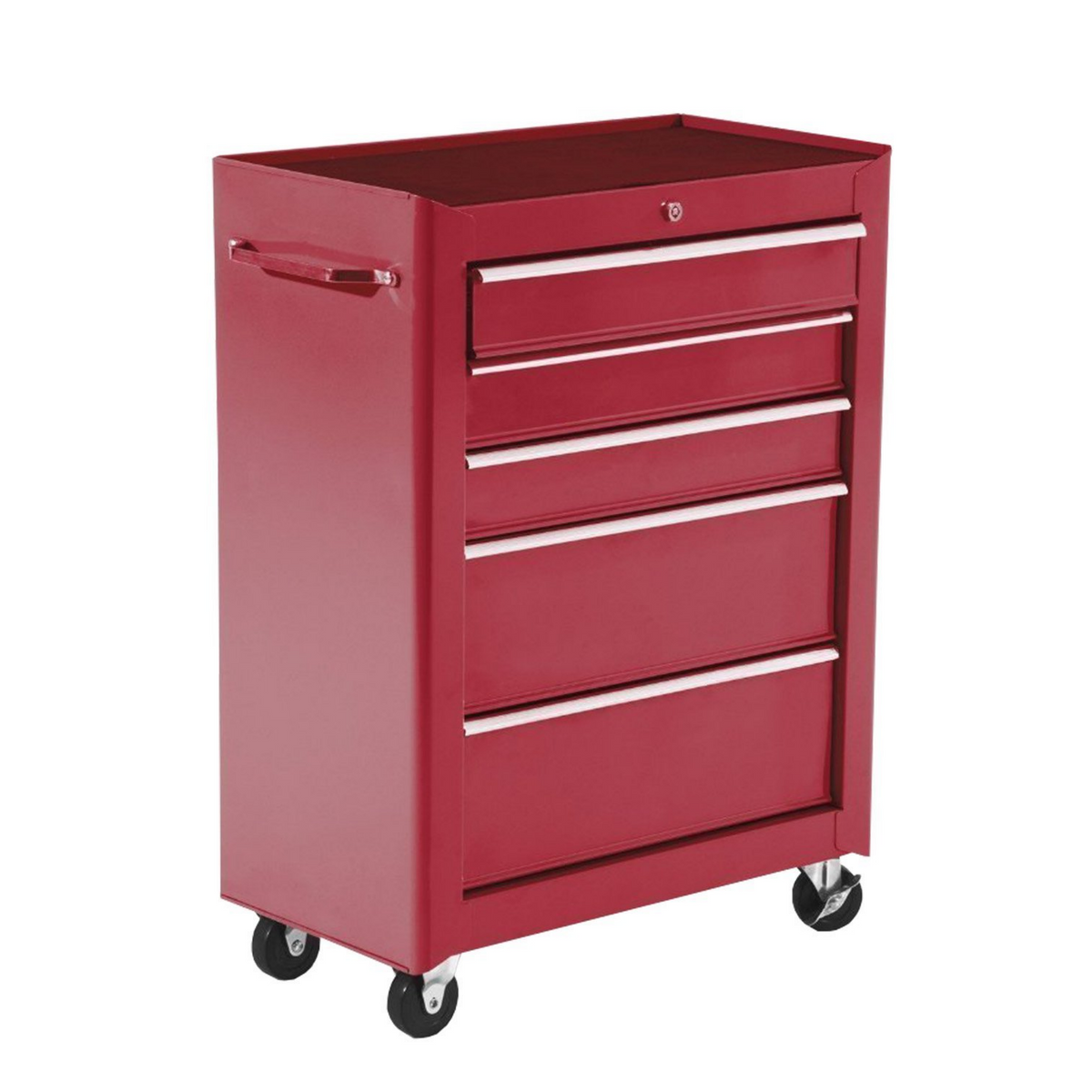 Chariot à outils sur roulettes, Servante d'atelier en acier 5 tiroirs verrouillable 2 clés, 61,5 x 33 x 82,5 cm, rouge-0