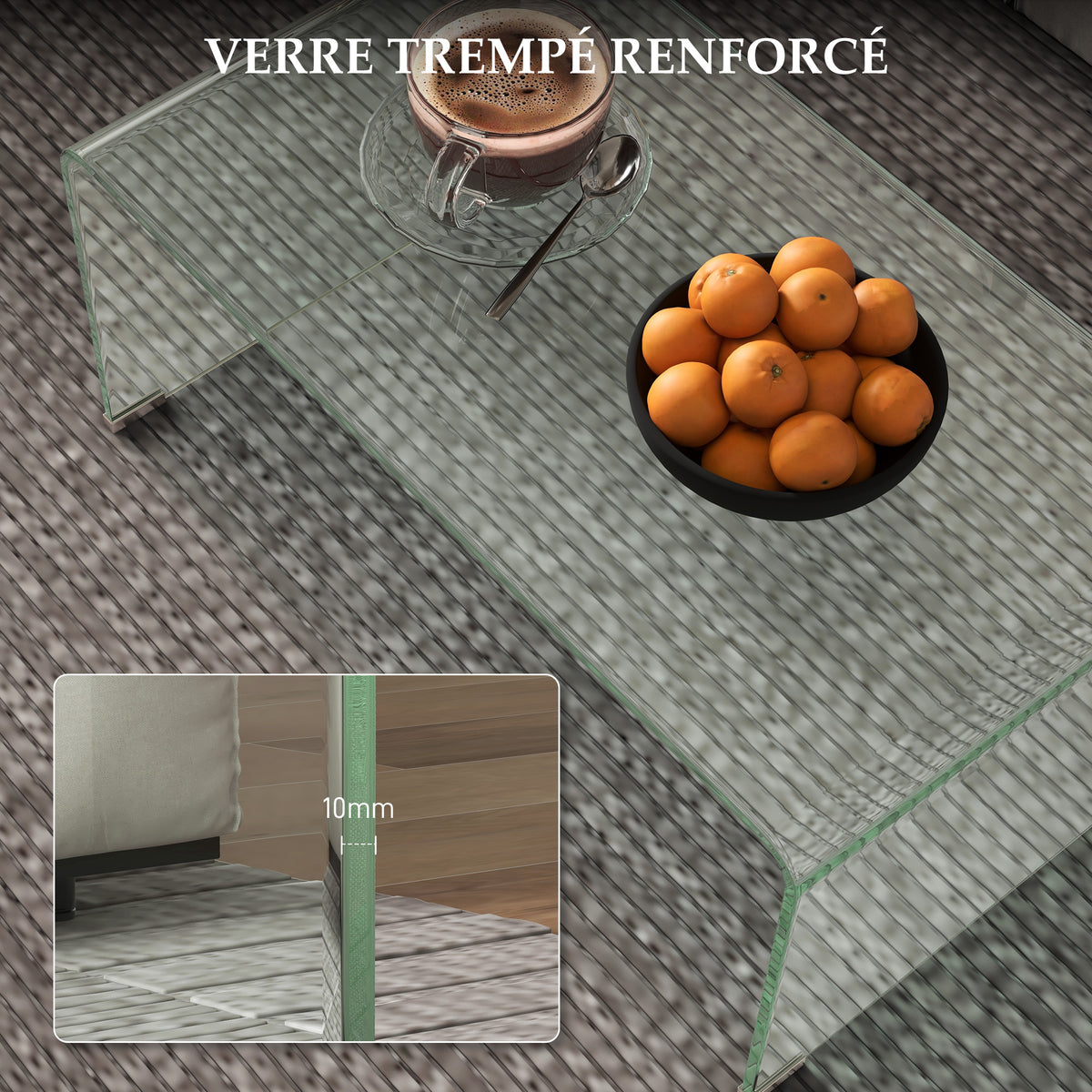 Table basse en verre table de salon rectangulaire design moderne en verre trempé avec bords arrondis sûrs transparent-3