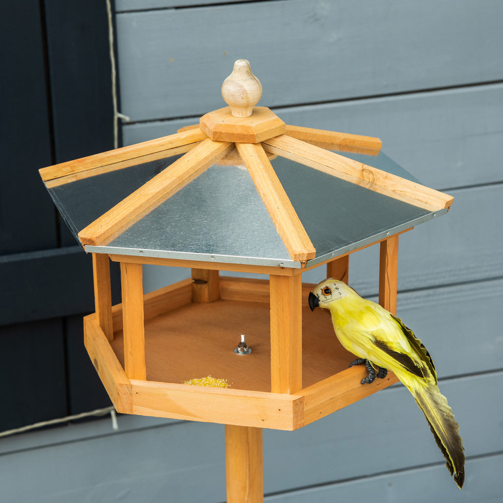 Mangeoire Mangeoire pour oiseaux sauvages sur Pied nichoir a Plateau Station a Oiseau Abris à oiseaux Bois pour Exterieur 113 cm-6