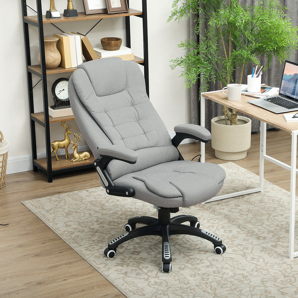 Fauteuil de bureau massant et chauffant chaise de bureau avec hauteur réglable dossier inclinable et télécommande gris-9