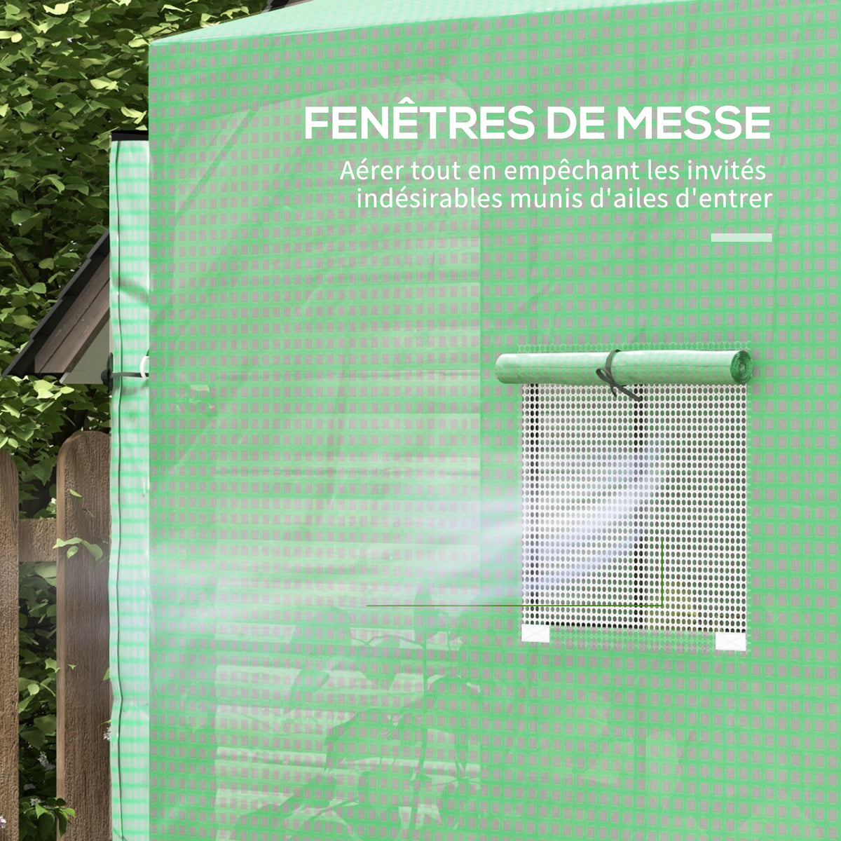 Serre de jardin adossée murale serre à tomate 2 Portes zippées enroulables, 1 fenetre, dim. 200L x 80l x 200/180H cm-5