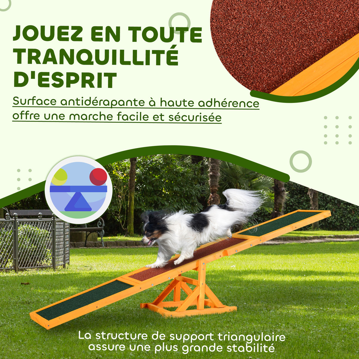 Agility sport pour chien bascule - bascule pour chien - équipement entrainement chien - bois pré-huilé feutre-4