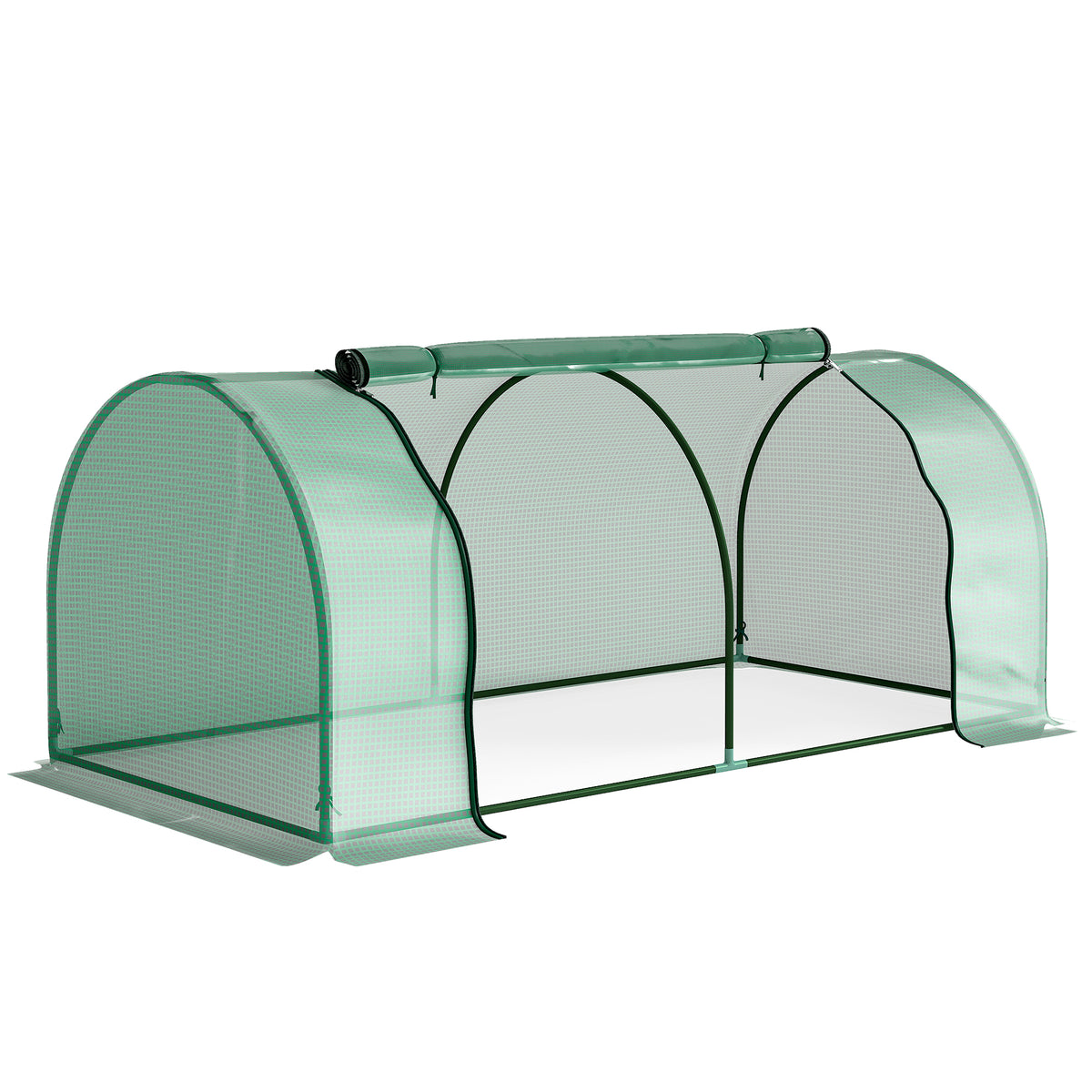 Serre de jardin mini serre serre à tomates 2 x 1 x 0,8 m porte zippée bâche PE acier vert-0