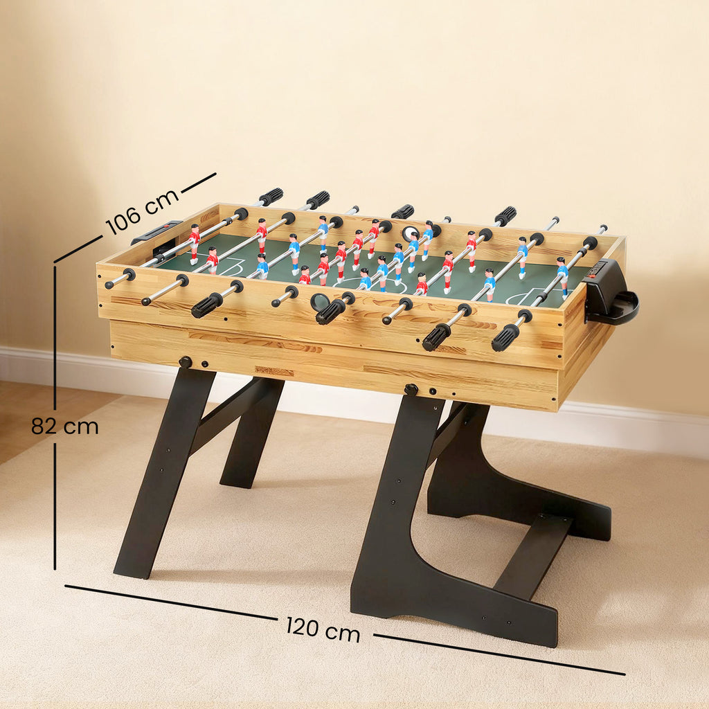 Table multijeux 13 en 1 pliable, table de jeu baby-foot, billard, pour enfants et adultes 120 x 106 x 82 cm noyer clair-2