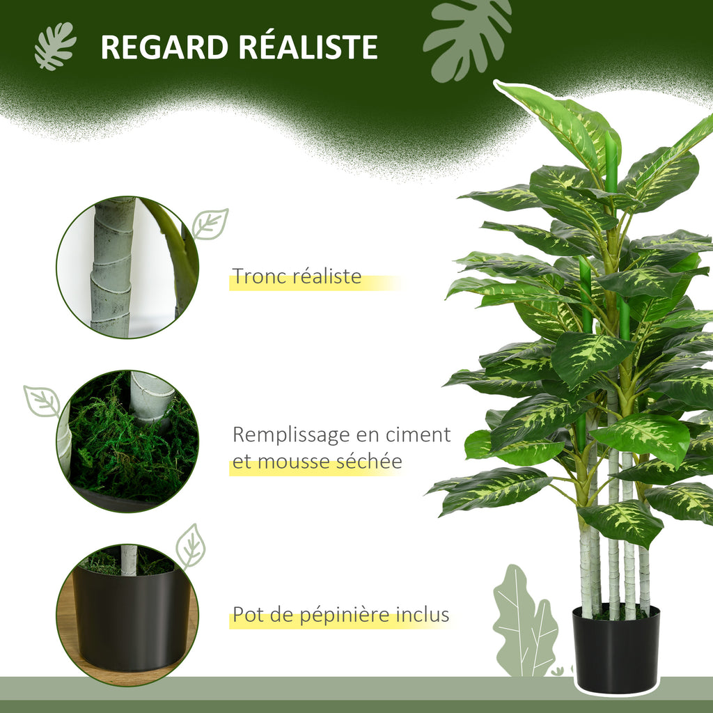 Plante artificielle calathea hauteur 120 cm pot ciment 53 feuilles - intérieur-4