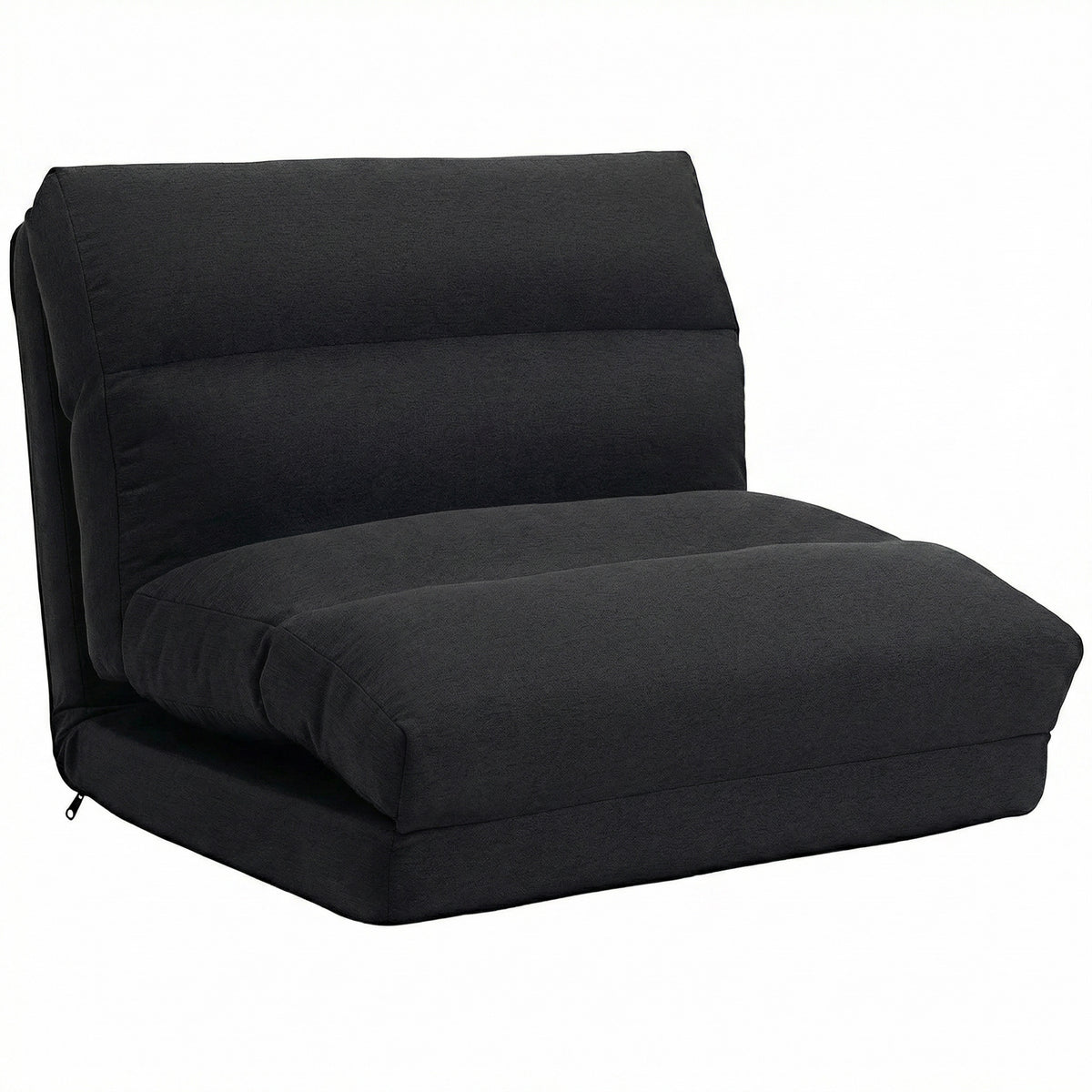 Fauteuil de sol canapé paresseux fauteuil convertible en lit inclinable 90° à 180° tissu - 70 x 72 x 56 cm - noir-0