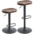 Tabourets de Bar Lot de 2 Réglables Pivotants Chaises de Cuisine avec Siège en Bois d'Orme Marron Foncé-0