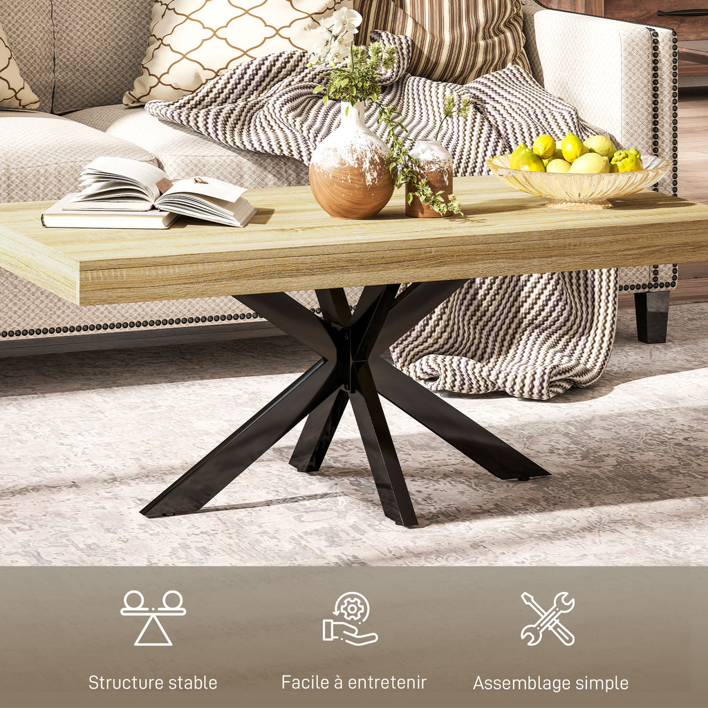 Table Basse rectangulaire table d'appoint Style Industriel en métal Noir et Plateau aspect Bois - dim. 110 x 60 x 45cm-5