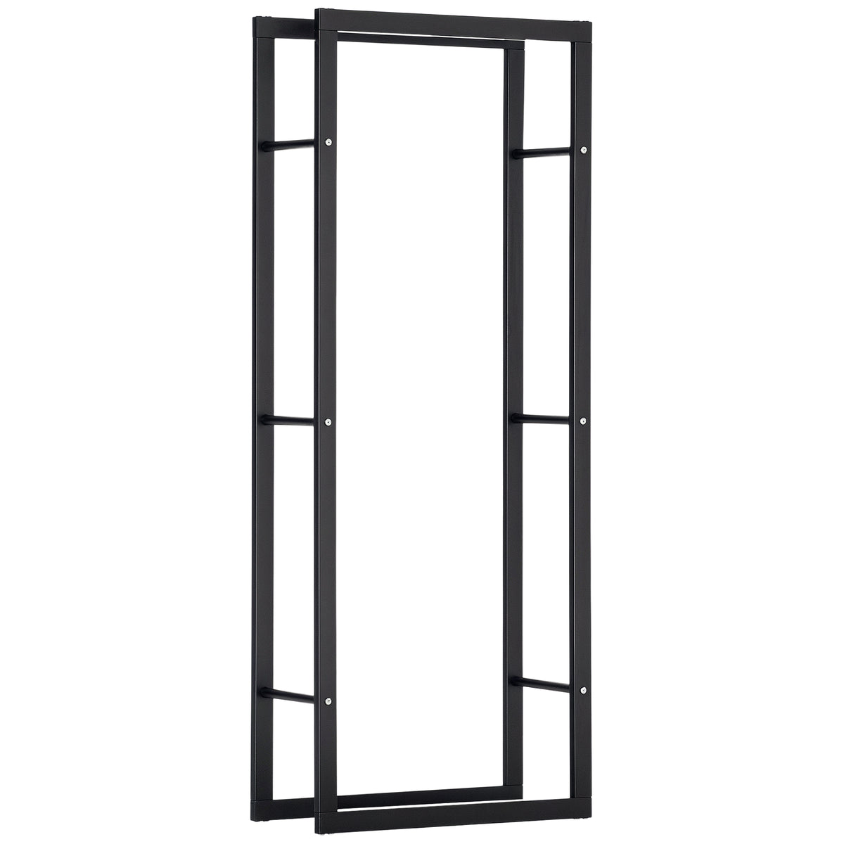 Range bûches Etagère porte bois de cheminée porte-bûches intérieur et extérieur charge max. 100 Kg dim. 60L x 25l x 150H cm métal noir-0