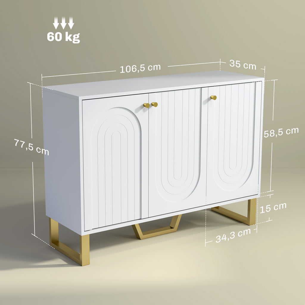 Buffet de salon avec placard à portes et étagère réglable, 106,5 x 35 x 77,5 cm, blanc-2