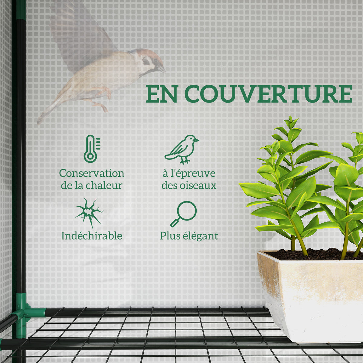 Serre de jardin avec étagères à 3 niveaux serre de balcon 3 portes enroulables zippées 215 x 46 x 151 cm blanc-3
