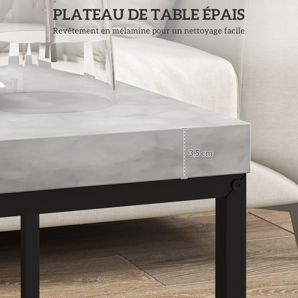 Lot de 2 tables gigognes tables basses carrées tables de salon cadre en acier et plateaux en bois gris-5