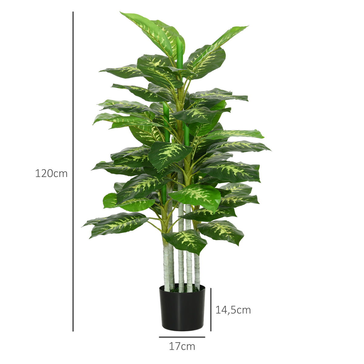 Plante artificielle calathea hauteur 120 cm pot ciment 53 feuilles - intérieur-2