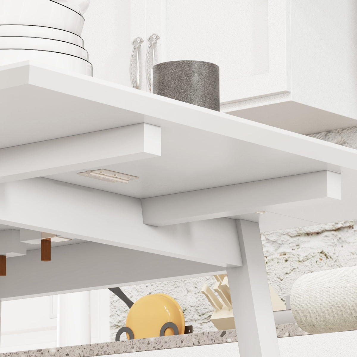 Table de cuisine pliable table à manger pliante avec plateau rabattable en bois pour 2 à 4 personnes blanc-7