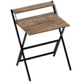Bureau pliable 65,5 x 45 cm avec étagère de rangement pour chambre, petits espaces, brun rustique-0