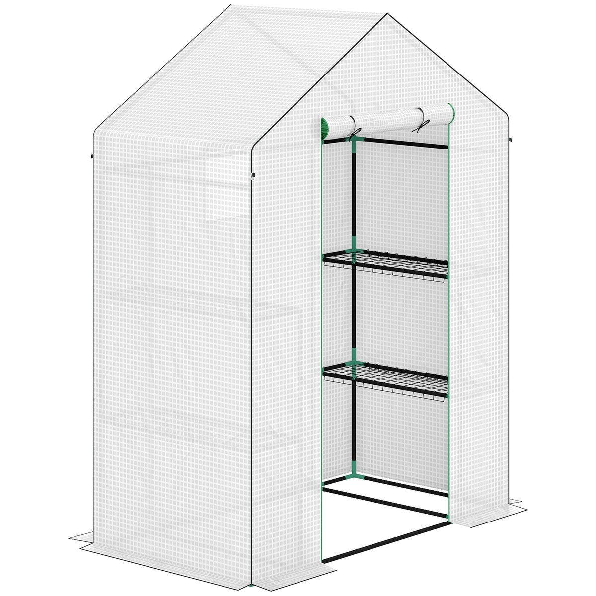 Serre de jardin avec 1 porte 1 fenêtre étagères 3 niveaux pour Légumes Plantes Fleurs Bâche PE 143 x 74 x 190 cm blanc-0