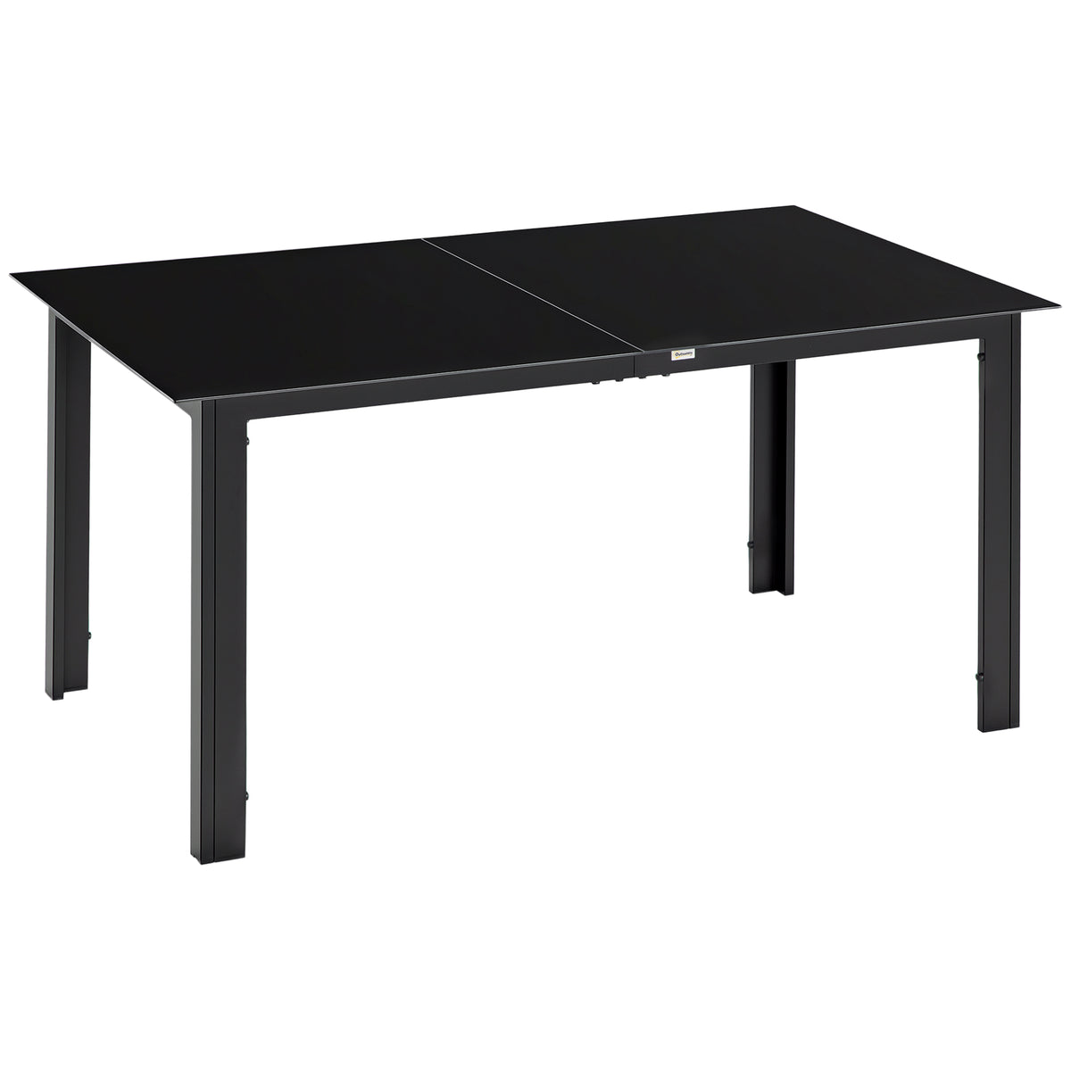 Table de jardin rectangulaire en aluminium et plateau en verre trempé - 6 personnes 150 x 90 x 74 cm noir-0