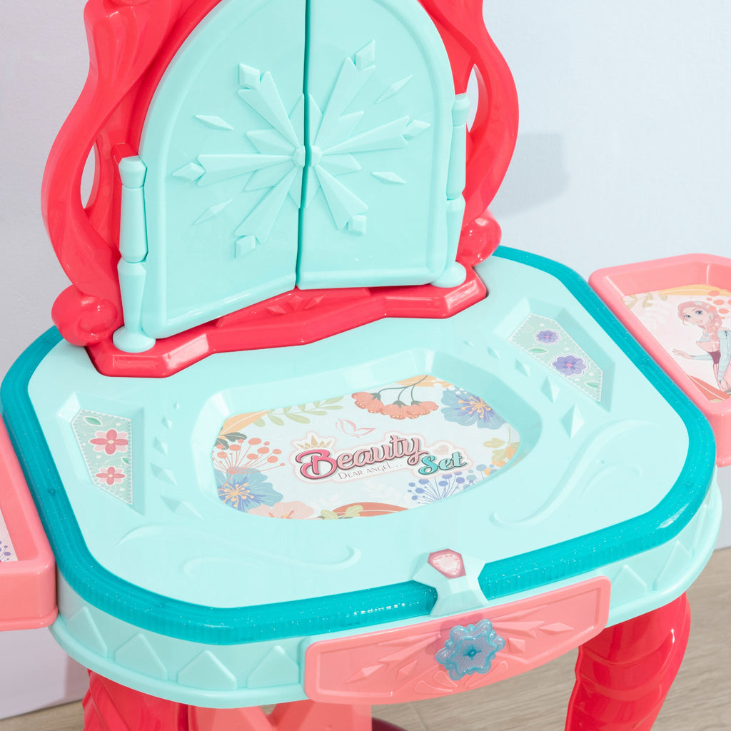 Coiffeuse Enfant Fille avec Tabouret, Miroir, Lumière, Musique, Accessoires, 3-6 Ans, 57x34x76cm, Multicolore-8