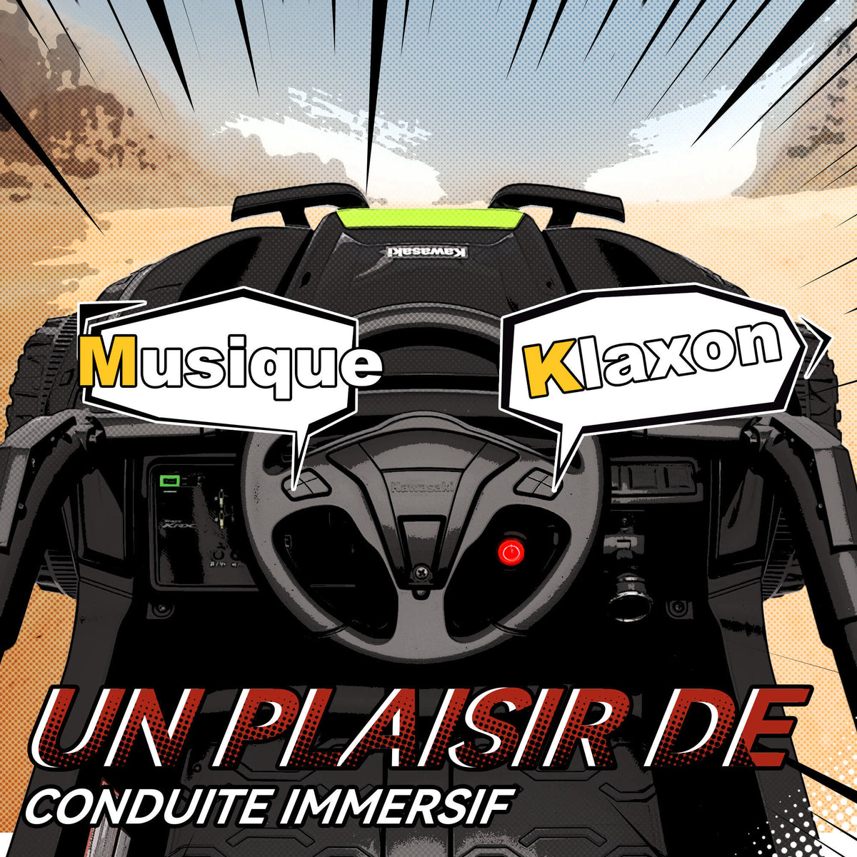 Voiture électrique enfant UTV KAWASAKI TERYX KRX 1000 12 V à 2 moteurs 25 W télécommande 2,4 Ghz 100 x 64 x 56 cm noir-5