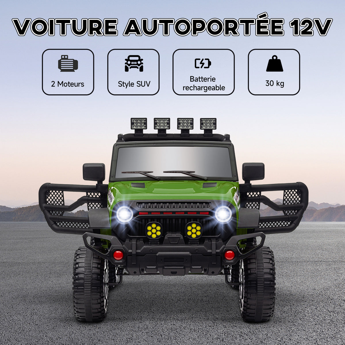 Buggy 4x4 voiture électrique enfant UTV avec télécommande 2.4Ghz 2 moteurs 12 V vert-3