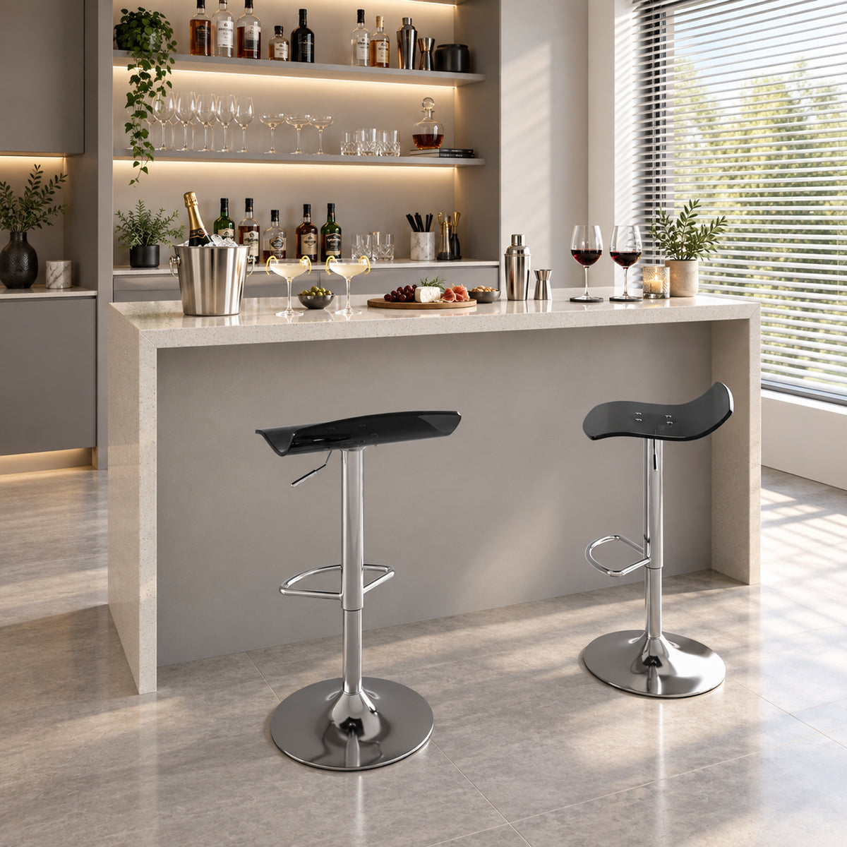 Lot de 2 tabourets de bar design contemporain pivotant 360° hauteur réglable avec repose-pieds 39x39x67-87cm noir-8