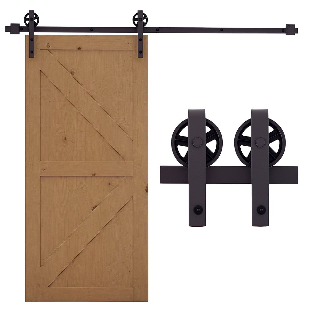 Kit de rail pour porte coulissante quincaillerie grange à porte coulissante en acier au carbone café-0