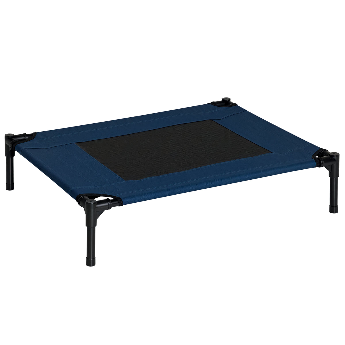 Lit pour chien chat lit de camp grand confort sur pieds tissu oxford textilène micro-perforé 76L x 61l x 18H cm bleu marine noir-0